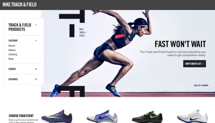 Giao diện trang web mua sắm giày thể thao chính hãng Nike.com